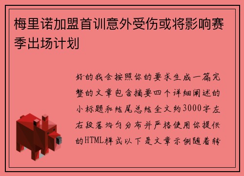梅里诺加盟首训意外受伤或将影响赛季出场计划
